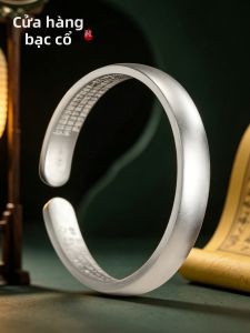 WU YUE JEWELRY | Zen Inscription Matte Pure Silver Bangle