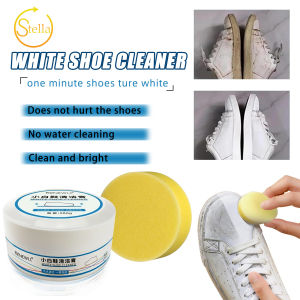Shoes Sole Whitener Multi-functional Cleaning and Stain Removal Cream White Shoe Cleaning Cream with Sponge Multipurpose Cleaning Cream White Shoe Cleaner Shoes Decontaminate Solid Paste