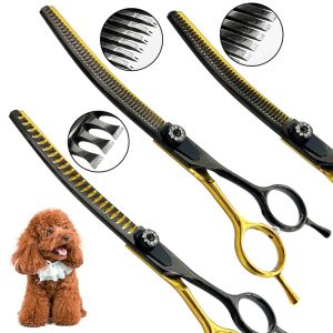 wingsbro Curved sharks scissors for dog grooming 7 inch curved dog thinning scissors curved cat scissors designed for pet groomers or home DIY use