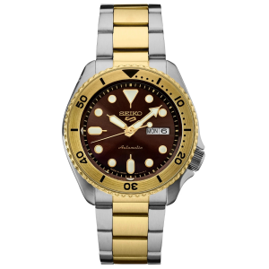 Seiko 5 Sports SKX series Automatic Mens Watch Japan Brown Dial Gold Stainless Steel- 42.5mm (SRPK24K1)