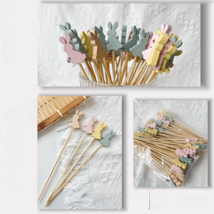 Creative Mixed Rabbit Disposable Fruit Forks High Aesthetic Value Decorative Bamboo Burger Sandwich Cocktail Party Forks