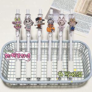 Labubu Drill Pen Cute Cartoon Neutral Pen Quick Dry Black Pen for Students Exam Special Use Cultural Goods Stationery