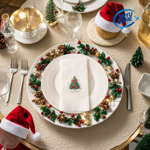 JINYUDOME 25/50Pcs Disposable Linen-Feel Dinner Napkins 11.81*16.92inch Napkins PrintPrefolded For Home Christmas PartyBar