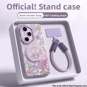 GGUU | Magsafe Butterfly Silicone Phone Case With Lanyard For Honor 400 Pro 300 New Model 200 Series Creative Fashion Luxury Style