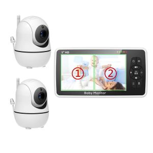 Máy Theo Dõi Trẻ Em Video 5 Inch Với Hai Camera Âm Thanh Tầm Nhìn Ban Đêm Zoom 4X Phạm Vi 1000ft Âm Thanh Hai Chiều Cảm Biến Nhiệt Độ Nhạc Ru SD 720P