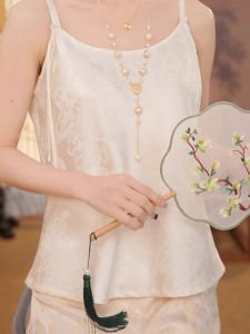 chaqi | New Chinese Style Satin Embroidered Strap Vest Women Summer Fashion Loose Anti-Aging Base Layer Inner Wear Top