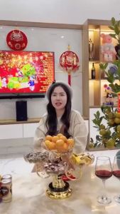 Khay mứt tết khay đựng bánh kẹo hoa quả đồ ăn vặt. Khay mứt 5 cánh sen xoay 360 độ sang trọng