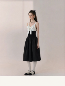 AIVEI | Elegant French Party Colorblock Strappy Dress