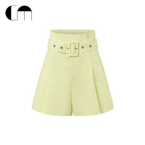 High Waist Simple and Atmospheric Fluorescent Green Women Shorts