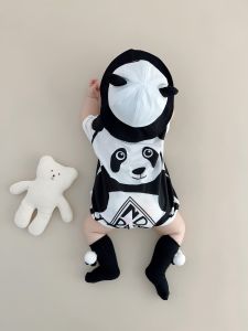 Baby Cartoon Triangle Diaper Coveralls Summer Outfit Thin Male Female Newborn Cotton Casual Style Short Sleeve Clothes