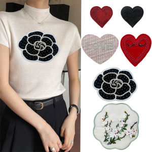Embroidered Suzhou Style Floral Tea Rose Bud Patch DIY Clothing Decoration Repair Hole Patch Adhesive Fabric Patch