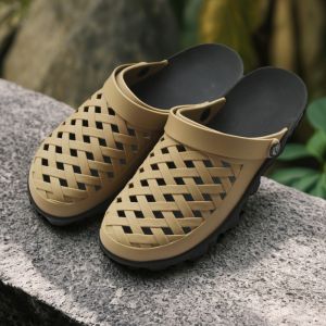 Authentic Rubber Slippers Mens Clog Shoes Anti-slip Toe Cover Thick Bottom Couple Casual Beach Sandals Summer Home Slippers