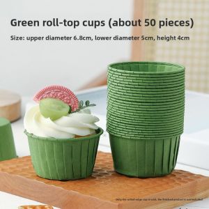 Large Size Baking Cups with Roll Mouth 50 Pieces High Temperature Resistant Paper Liners for Steaming And Baking Cakes Muffins