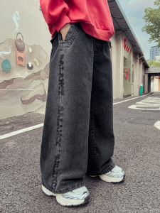 Boys Fleece Lined Straight Leg Jeans Casual Autumn Winter Kids Clothing Big Boys Wide Leg Pants Comfortable Loose Fit Trousers