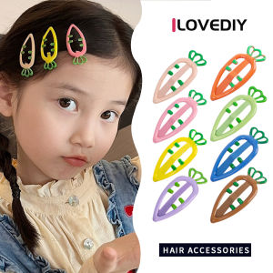 [ILOVEDIY] Childrens Candy Color Dripping Oil Carrot Bb Clip Hollow Broken Hair Clip Girl Bangs One-Word Side Clip