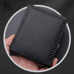 LouisWill Wallet Mens Foldable Wallet Male Short Wallet PU Carbon Fiber Pattern Wallet Large Capacity Wallet Business Wallets Coin Purse Wallet Multi-Card Position Wallets ID Credit Cards Holders