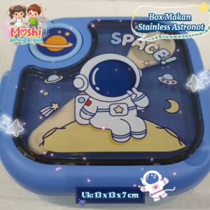Tempat Makan Karakter Stainless Astronot / Box Makan Stainless Astronot Planet / Lunch Box Makan Stainless Motif Anak Laki-Laki / Bekal Anak Astronot - Box 2in1
