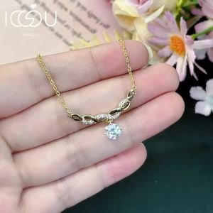 IOGOU 6.5mm 1CT D-Color Moissanite Pendant Necklace for Women Lab Imitation Diamond Infinite Love Necklace Jewelry Gift with GRA
