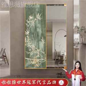 New Chinese Style Large Full-Length Sliding Mirror Tibetan Style Wall Art Decorative Painting Hidden Try-On Closet Mirror