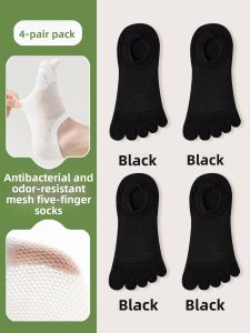 JINGCHI | Mens Summer Thin No-Show Socks Breathable Anti-Odor Cotton Sweat Absorbent Five-Finger Sports Short Socks Anti-Fungus