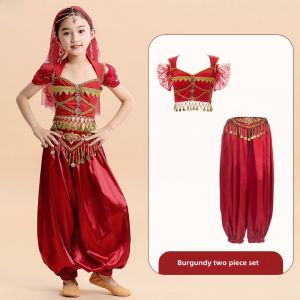Boys Arab Prince Costume Kids Indian Costume Halloween Lamp of Aladdin Princess Jasmine Dance Skirt
