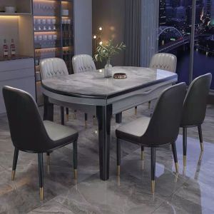 Multifunctional Foldable Extendable Round-Square Table and Chairs