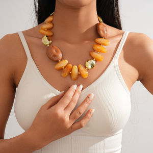 European and American Geometric Acrylic Short Necklace Ethnic Retro Irregular Exaggerated Necklace Fashion Woman Party Jewelry K