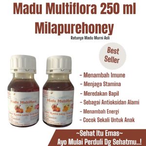 MADU MURNI ASLI MULTIFLORA UK 250 ML MERK MILA PURE HONEY KUlITAS SUPER