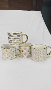 Home + Gold Printed Ceramic tea Cup Coffee Mug With Handle