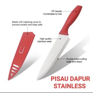 Pisau ZhongYuan Stainless Steel Serbaguna Pisau Sembelih Pisau Seset Pisau Tetel Handle Kayu