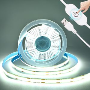 5V COB LED Strip Touch Dimmer USB Plug 320LEDs/m High Density Flexible Led Tape 3000K 4000K 6500K Led Lights Indoor Lighting