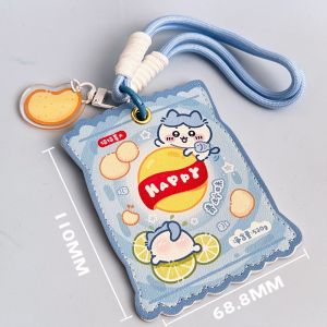 Special-Shaped Leather Access Card Cover Student School Card Bus Meal Card Badge Work Certificate Holder Cute New Arrival Potato Chips