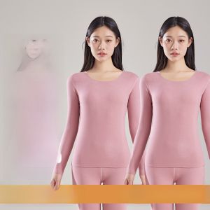 MiiOW | Áo ngực lót lụa lông cừu MiiOW dành cho nữ mùa thu đông không đường may quần áo lót dày dài tay cổ tròn