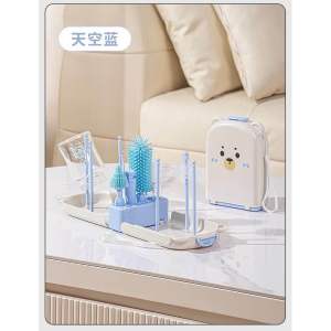 6-in-1 Portable Baby Bottle Brush Set | Travel Bottle & Nipple Cleaning Kit with Drying Rack