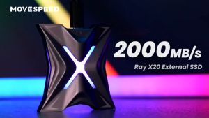 MOVESPEED RX20 PSSD Portable External Solid State Drive Up to 2000MB/s NVMe High-Speed Protocol + TLC High-Speed Flash Memory USB-C USB 3.2 Gen 2x2 Zinc Alloy Shell with RGB Streamer Light Compatible with PS5 Smartphone PC Tablets Game Consoles