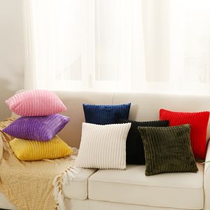 pack of 2 comfortable striped plush soft decorative square pillowcases suitable for home pillows and cushion covers