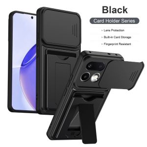 Slide Camera Lens Protector Phone Case Built-in Card Slot Holder Invisible Bracket Kickstand For OPPO Realme 16 Pro+ Plus Cover