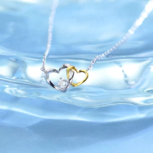 เพชรแท้ 100% LAB Grown Diamond Necklace(CVD HPHT)รับประกัน 1 ปี,สร้อยคอเพชรสำหรับผู้หญิงพร้อมจี้รูปหัวใจสองชิ้น,เงิน 925 ชุบทอง ไม่ซีด ไม่ดำ,ของขวัญที่หรูหราและสง่างามสำหรับผู้หญิง-CRITI RORA