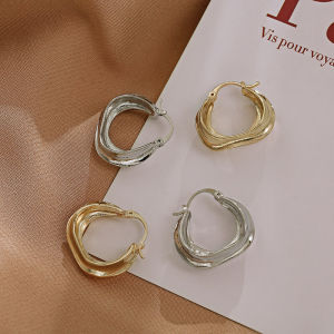 ต่างหูโลหะผสมแฟชั่นสำหรับผู้หญิง ต่างหูแบบไม่สมมาตร ต่างหูแบบคลิป ต่างหูแบบเข็ม ต่างหูแบบโลหะ ต่างหูแบบไม่สมมาตร