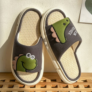 Linen Slippers for Men And Women Breathable Absorbent Thick Bottom Home Indoor Anti-Slip Spring Autumn Outdoor Wearable