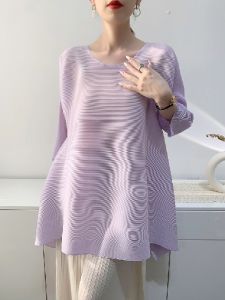 Peplum เสื้อไม้จิ้มฟันผู้หญิงจีบหลวมลำลองเสื้อยืดออกแบบคอกลมความรู้สึก34แขน # S-712