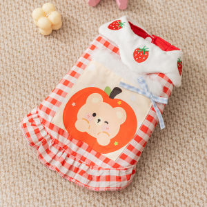 Thickened Pet Clothes for Dogs And Cats Autumn Winter Plaid Pocket Flower Collar Vest Warm Pet Clothes for Kittens And Puppies