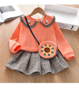 Spring Fashionable Girls Cotton Outfit Set Pure Cotton Two-Piece Three-Piece Toddler Kids Clothing Love Expression Gift for Kids