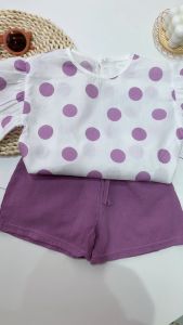 TREEHOUSE baby girl clothes set Summer thin polka dot short-sleeved top+ shorts two-piece girls childrens clothing set