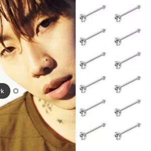 Hypoallergenic Flat Surface Diamond Nose Studs Sparkling Titanium Steel Ear Bone Pins Fashion Jewelry for Women  out