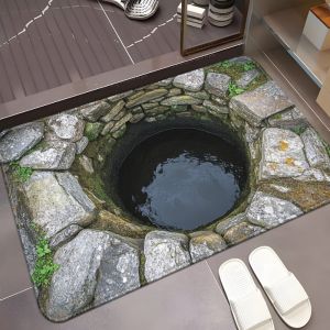 VIKAMA 3D Endless Abyss Illusion Rug Non-Slip Bathroom Door Mat Suitable for Living Room and Bedroom Yoga Outdoor Camping Mat