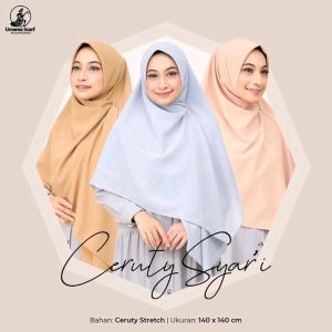 Hijab/Jilbab segiempat Umama Syari Bahan Ceruti Syari Ukuran Jumbo 140x140 cm Kerudung Ceruty Syari polos bagus murah berkualitas dengan ragam warna Segi empat persegi cocok untuk wanita muslim muslimah besar menutup bagian leher dan dada