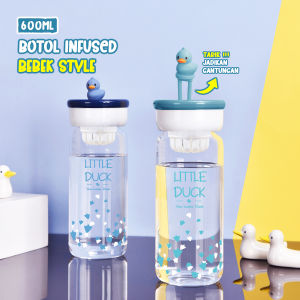 Botol Minum Anak Little Duck 600ml Botol Kaca Tumblr Anak Lucu Botol Minum Anak Dengan Saringan Buah Import /YH-8006