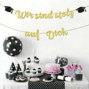 YOMDID Graduation Banner Glitter Wir Sind Stolz Auf Dich Party Banner 2026 Graduation Congratulations Festive Party Decorations
