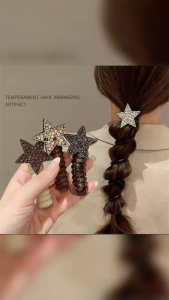 New Children Girls Rhinestone Pentagram Star Ponytail Elastic Hair Bands Rubber for Kids Fashion Accessories